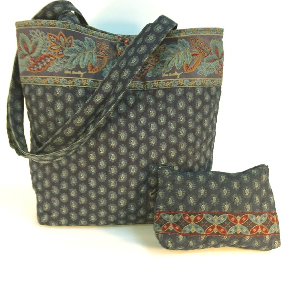 Vera Bradley Handbags - VINTAGE Navy Vera Bradley Tote & Cosmetic Bag
